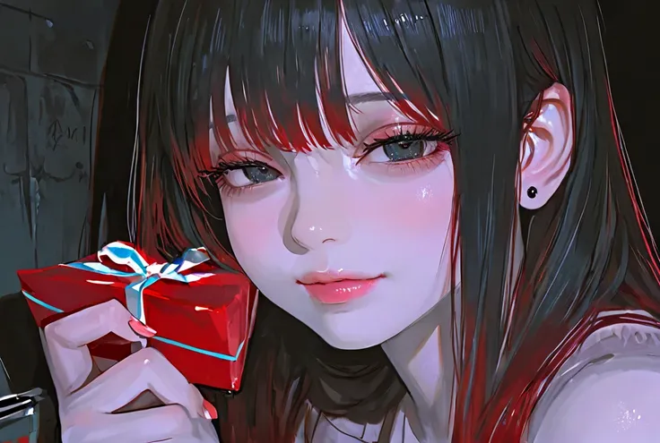 masterpiece, best quality, gift, very aesthetic, latest, 1 girl, Alone, longhair, frame red color hair, long hair, nail, eye...