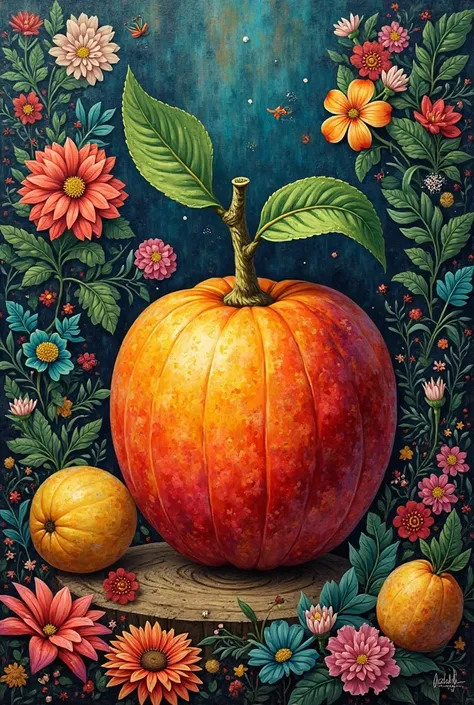 Make me a painting of an easy fruit in the style of Frida Kahlo