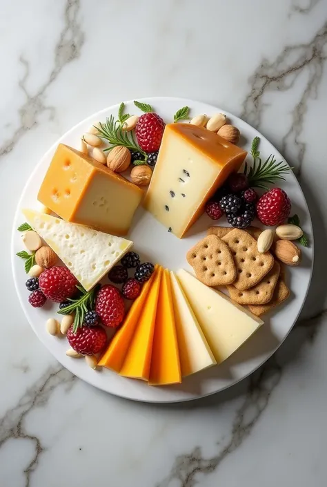 Stylish cheese plate design made of materials compatible with marble