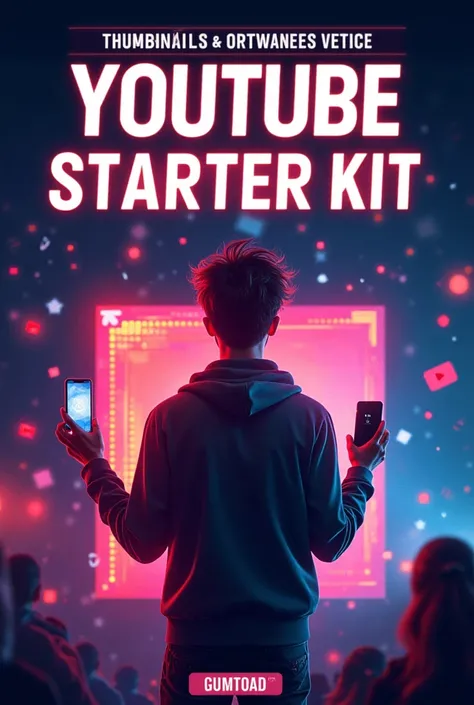 Create a cover image for my digital product “YouTube Starter Kit – Thumbnails & Growth Secrets” make it attractive for gumroad ...