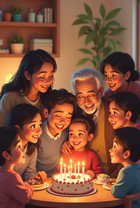 A beautiful family celebrating their parents' birthday
