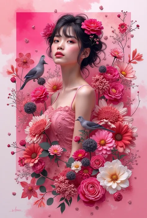 “Pink Collage” This design—featuring a mix of aesthetic, customizable imagery in pink tones