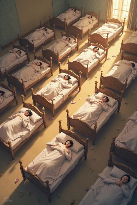 15 volunteer sleeping on different bed