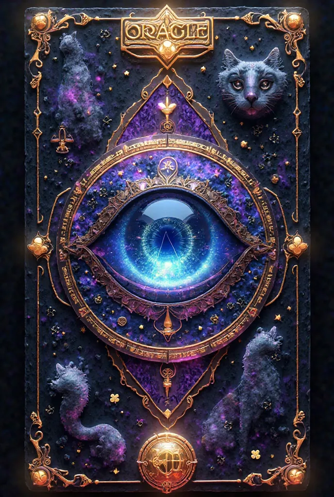 "An ultra-realistic, three-dimensional, tarot card with an impressive depth and HD quality. the background is black, filled with...