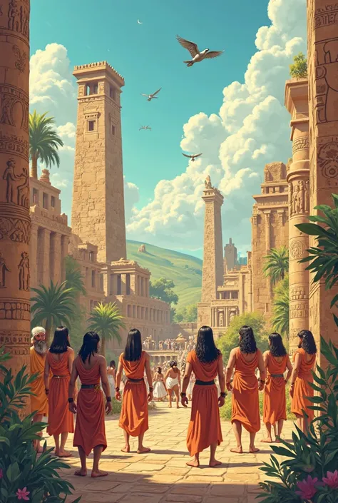 A cartoon-style, text-free visual showing the Hittite civilization's understanding of belief
