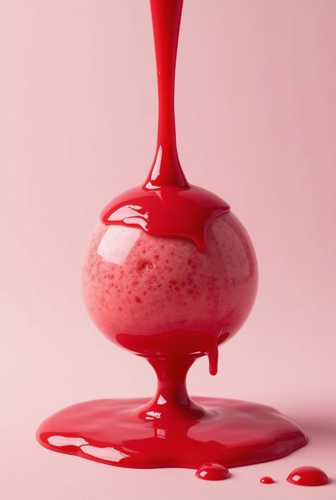Red sauce pouring on ice cream pop