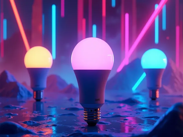 govee bulbs with neon background lightings