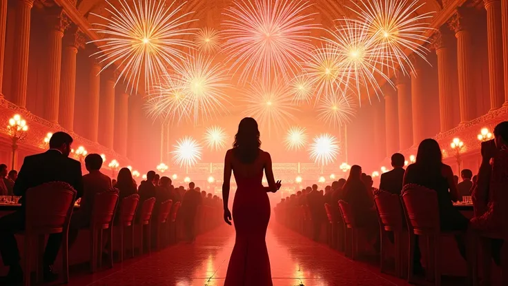 "She threw an extravagant party with fireworks, live music, and expensive decorations."