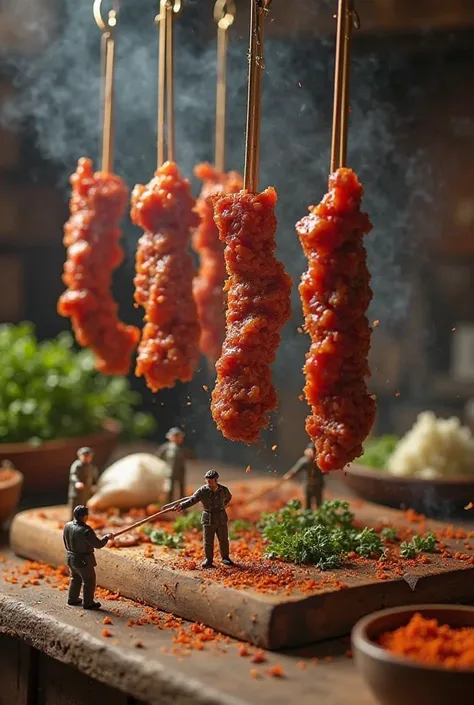 Skewered meat swinging in the air like professional dancers, while tiny figures chop vegetables and prepare spices around them. ...