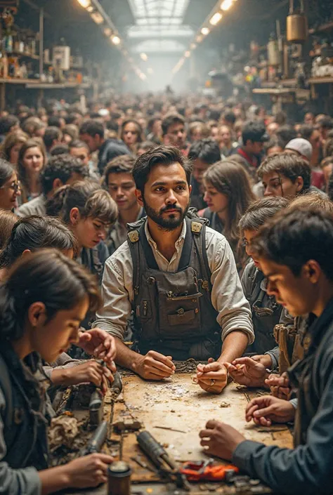 Everyone is busy in his work that photo