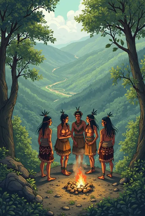 You can create some Indians from the Chichas tribe who came from a battle and took refuge on a hill in the middle of the forest ...