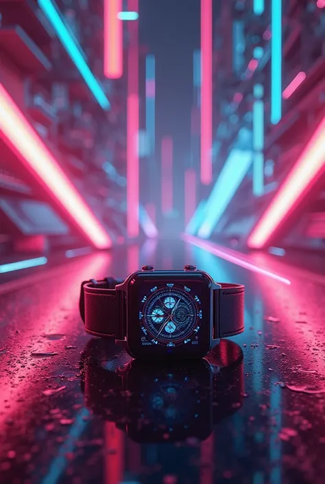 neon + Futurism**
"Bright neon background (blue, pink, green) trends with futuristic : geometric shapes, lines , Glare of ...