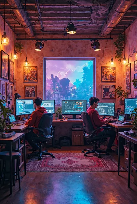 A video editing studio