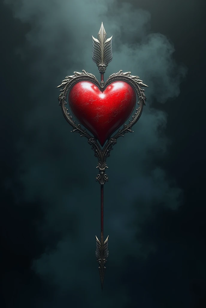 High quality a little bit goth vibe, an arrow get stuck with a heart