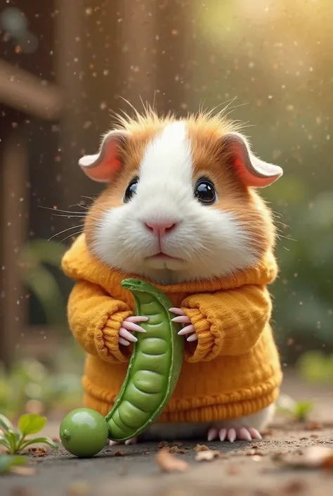 Who looks the cutest guinea pig in clothes and with a pea