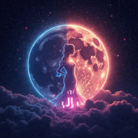 From The Moon and the Sun together, with a text"S y J"From bass ,In neon light
