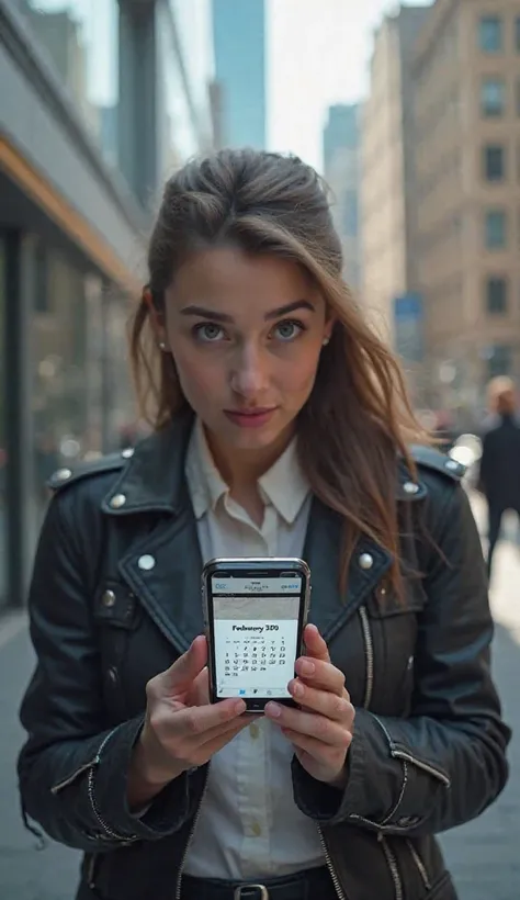 A modern person looking at their smartphone in shock as their calendar app mysteriously shows February 30.