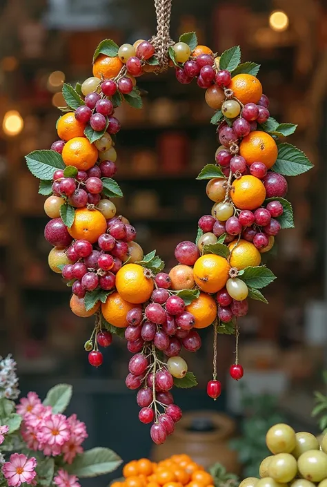 Fruit necklace in a shop window