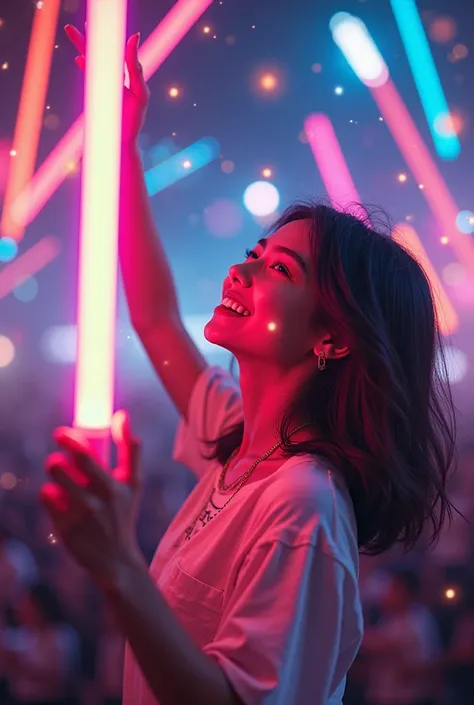 Girl with kpop lightstick