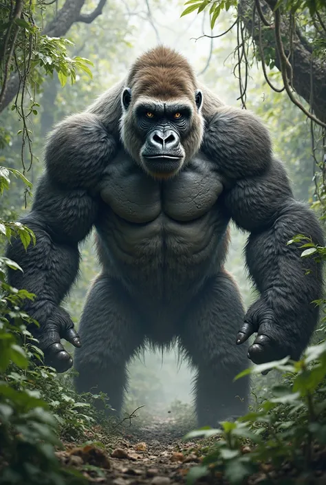 A silverback gorilla annoying in its natural environment