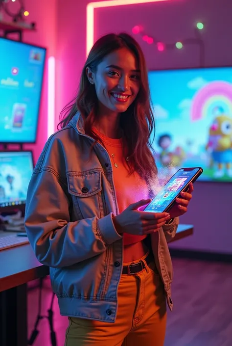 **Prompt for YouTube AI Influencer Image Generation:**
"Create a vibrant and dynamic image of a modern AI influencer. The influ...
