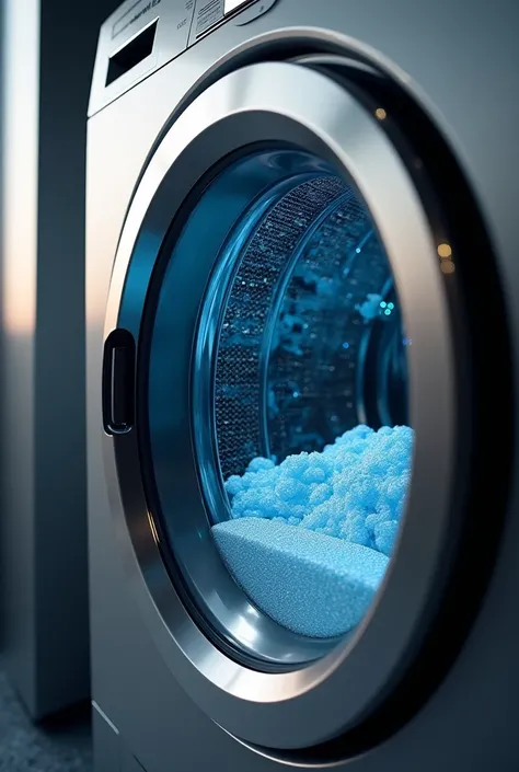 side hole washing machine, tecnogas, electric washer, metallic shine, Modern look, control elegant design, scene. Accurate detai...