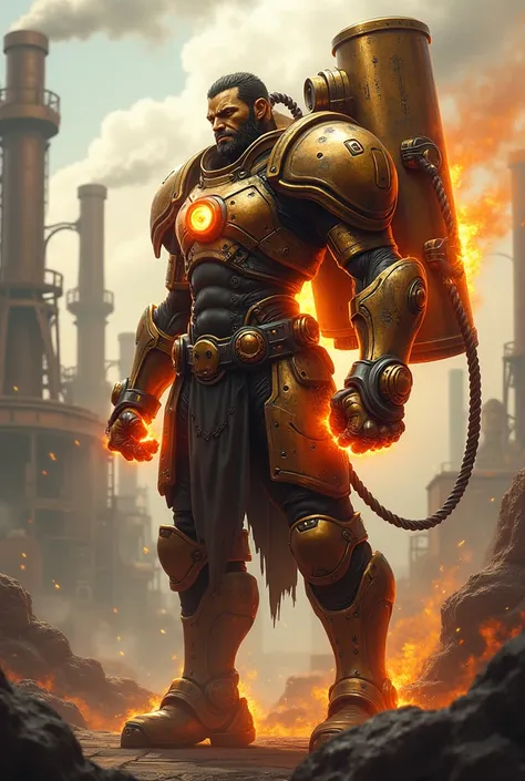 Make a steam punk character, It has an energy source in its back, Which brings energy to your mittens, Based on armor from VI of...