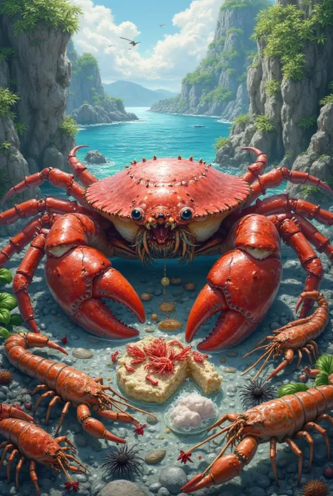 Image of Don Crab with Kuriles eating and the crustacean crustacean in the background