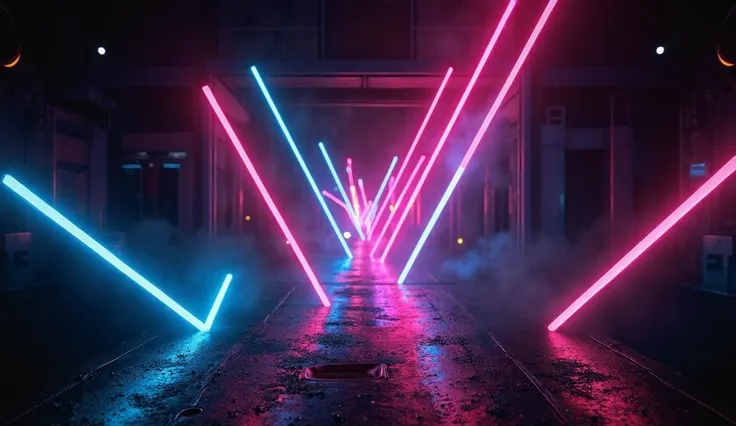 neon rays on a black background