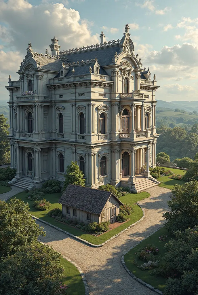 Mansion next to a small house