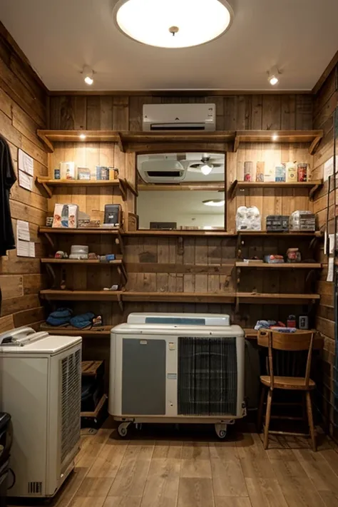 a shop, Show a lot of air conditioning in it