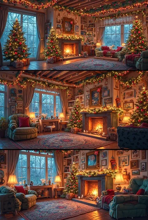 Decorations and colorful lights throughout the house 4 pictures