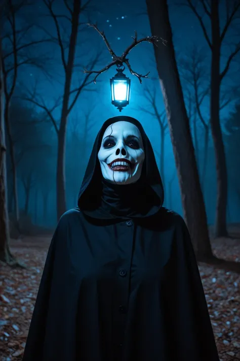 Here’s a detailed prompt you can use to generate a similar image:
"A horror-themed digital painting set at night outdoors. On t...