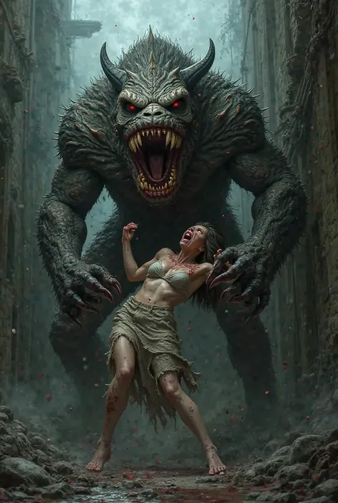 Draw me a monster eating a woman