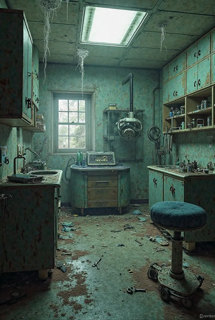 An abandoned operating room with all the stuff in it