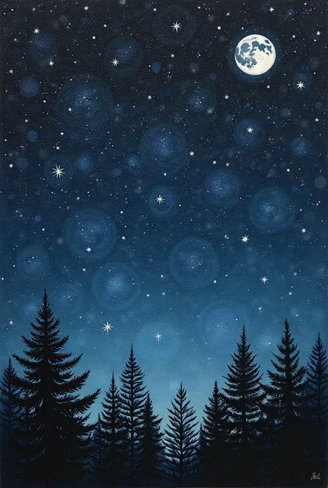 Create realistic Pleiades drawings using oil paints, in which there is a dark black night sky, stars in the form of dots and met...
