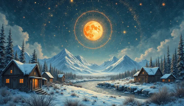 A celestial map showing the alignment of the Midnight Sun with ancient Nordic settlements.