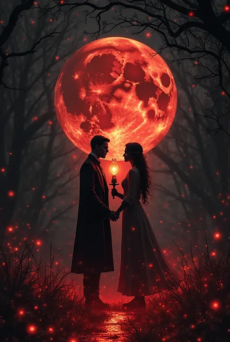 I want a book cover, is an enemies to lovers style book with magical powers so let the colors black and red predominate. with fi...