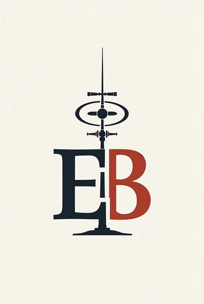 Design me a logo, let this logo be my initials E and B and have fine details related to antenna designed communication. be minim...