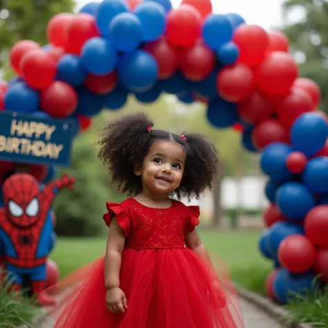 Baby girl, with black and curly hair adorable little twirls fringes Two tall pigtails, Her cheeks , blushing and plump wearing ...