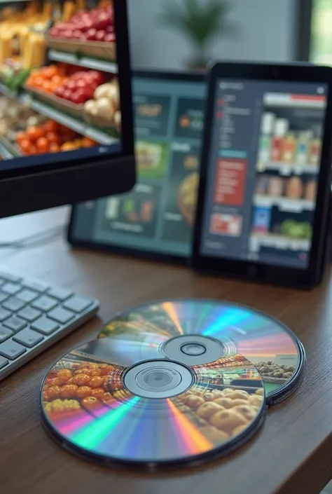 Create a realistic professional photo-style image of a physical product, software on a personalized CD with beautiful cover usin...