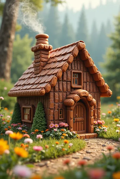 Create an image of a house made of KitKat chocolate bars