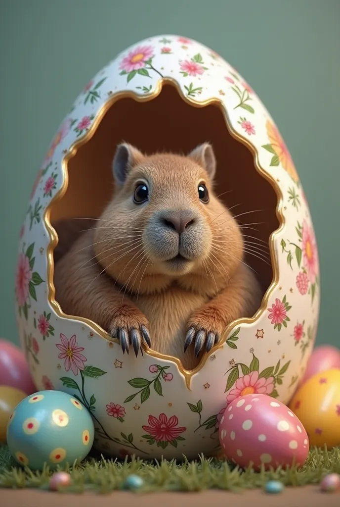 Capybara inside an Easter egg