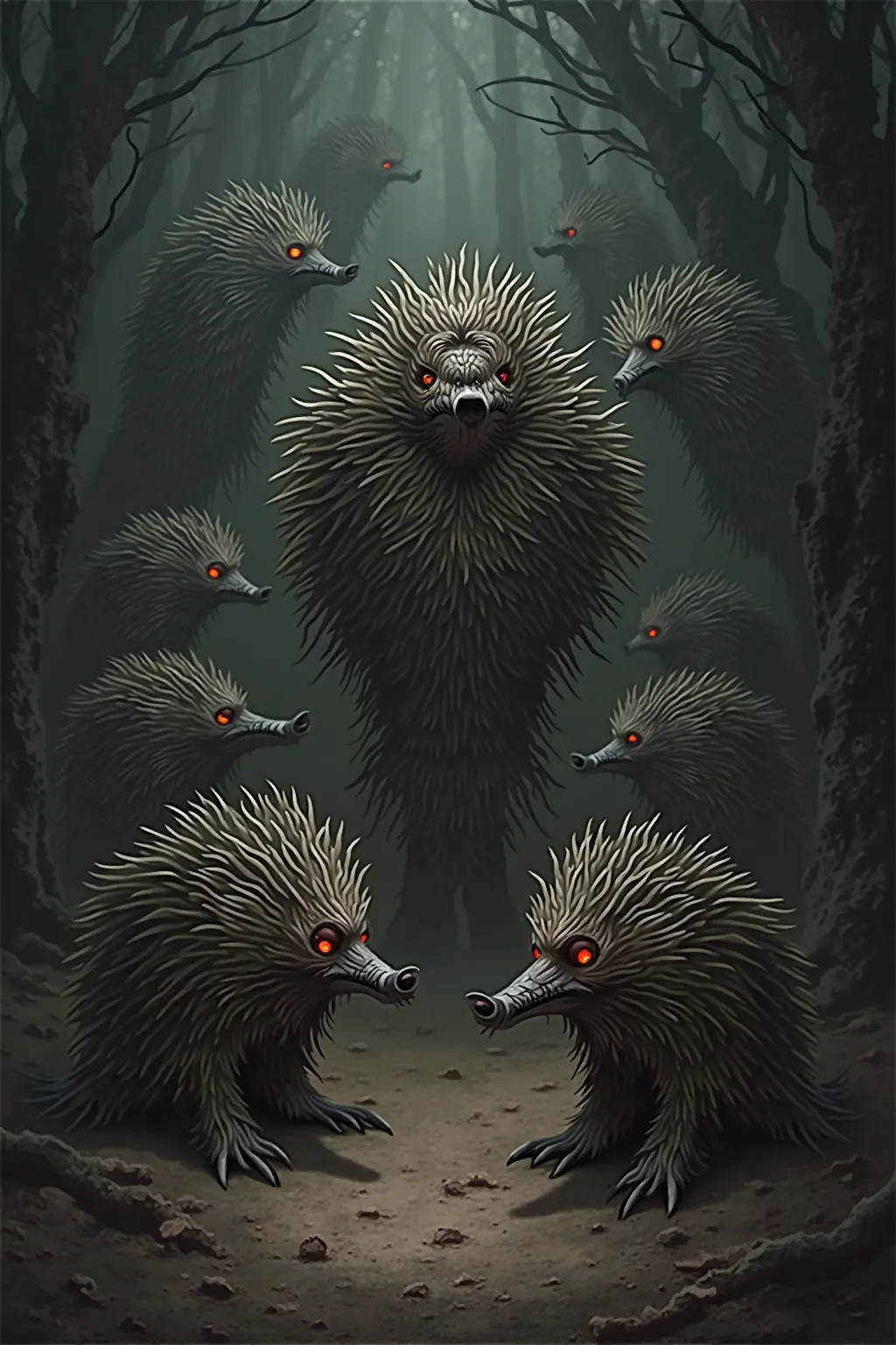 A satanic mix of humans and hedgehogs frightens people.