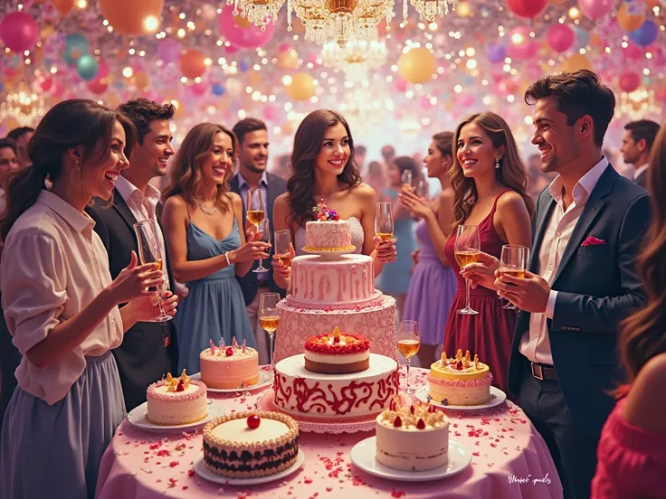 Create me a promt for Leonardo Ai so I can generate an image of: parties, events and cakes