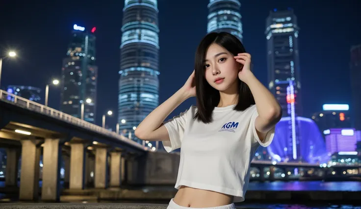 Photo of a 24 year old asian female elegant hostess, smooth, white skin with warm undertones, appearing radiant, natural with no...
