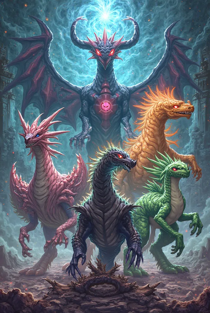 All the Pseudo legendary Pokemon in a Yu-Gi-Oh style.
