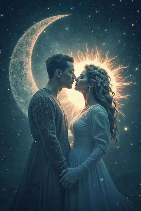 no, That the moon and the sun literally kiss each other and that the shape of the image is DRAWING 