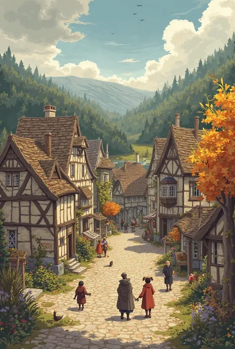 Of course! Let's create an illustration inspired by an older scenario, like a medieval city.
### Scenario: A Medieval Village
...