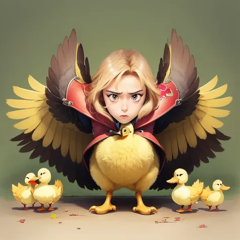 there is a drawing of a ducks with big eyes and a sad look, anime ducks, realistic anime ducks, anime visual of a cute ducks, ga...